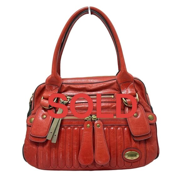 Chloe Bay - Red Leather Handbag 220-080725 - Picture 1 of 8